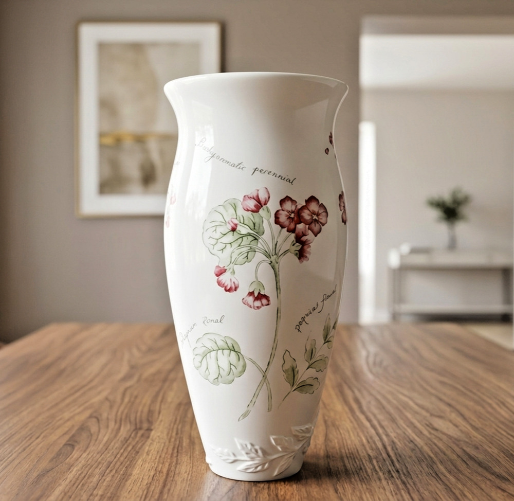 Lenox Artist Sketchbook Large Vase 11" Ivory Floral Porcelain 6376669 New in Box
